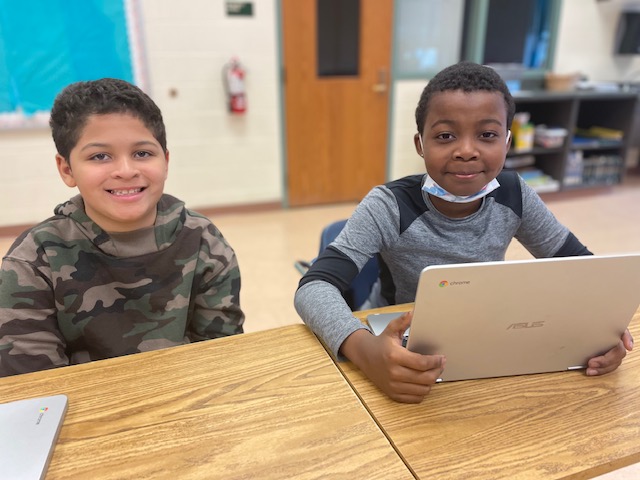 Students working on computers